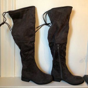 JG Gray Suede Over the Knee Boots